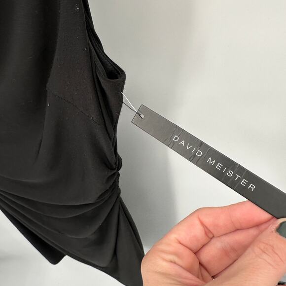 DAVID MEISTER NWT Black Ruched Cowl Neck Dress // 8 - Picture 5 of 11